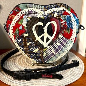 Desigual Plaid Heart Purse